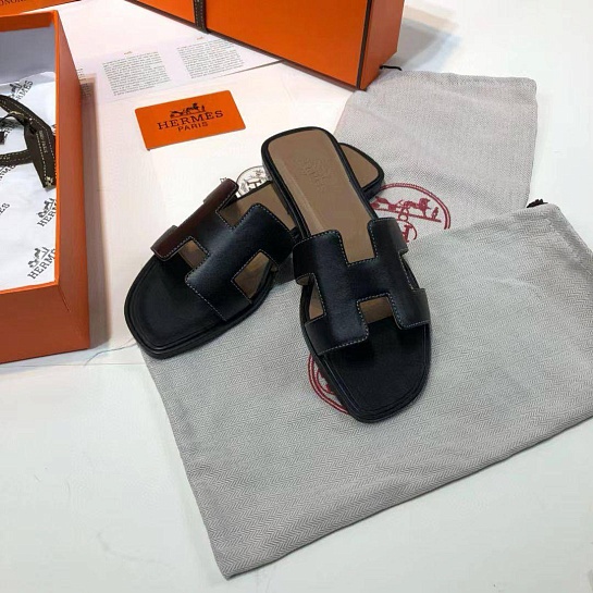 Женские кожаные шлёпанцы Hermes Oran