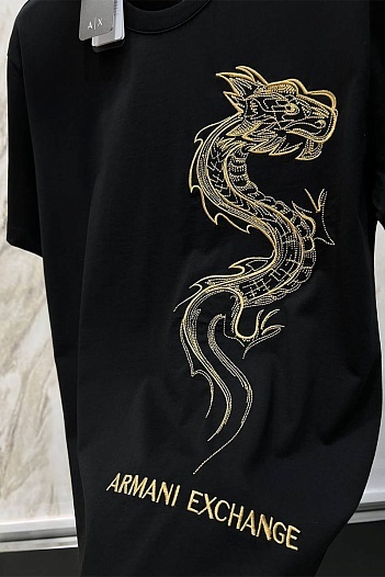 Мужская чёрная футболка Armani Exchange   
