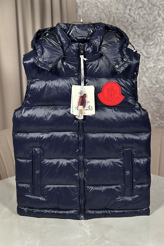 Мужской жилет тёмно-синего цвета Moncler logo-patch