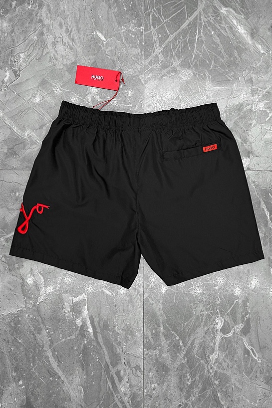 Мужские чёрные шорты Hugo Boss Dugo logo-embroidered