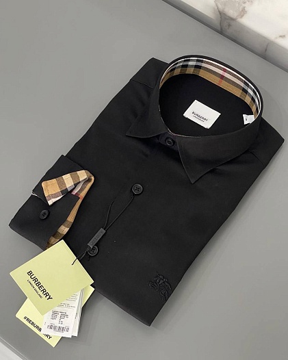 Мужская рубашка Burberry logo-embroidered - Black   