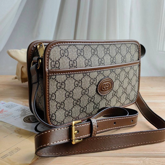 Бежевая сумка Gucci Supreme Retro 24x21 см   