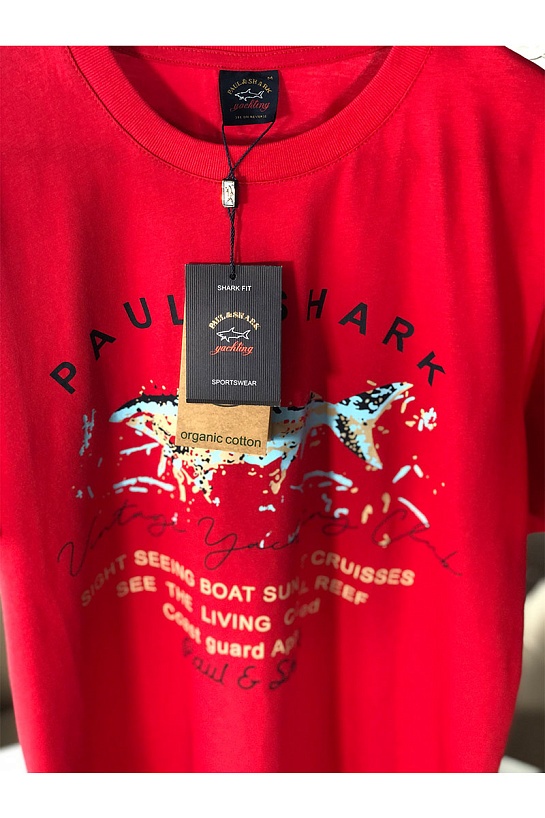 Красная мужская футболка Paul&Shark logo-print