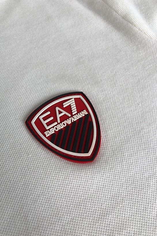 Белое мужское поло Emporio Armani 7 rubber logo