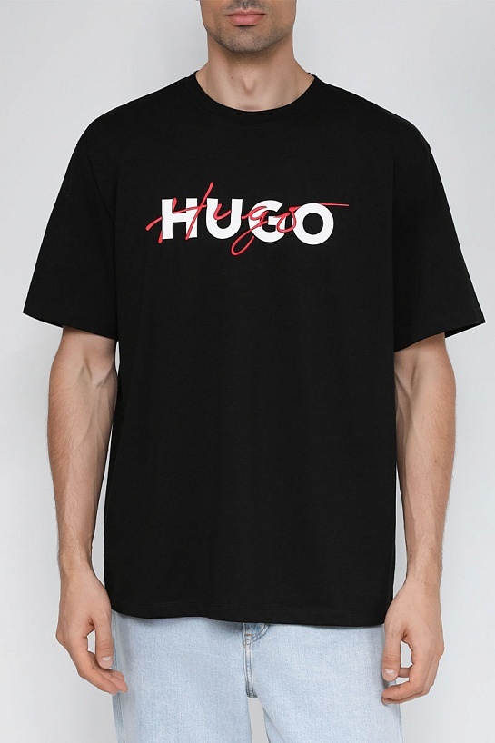 Футболка чёрного цвета Hugo Boss Dakaishi double logo