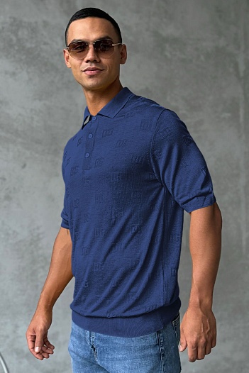 Мужское поло Dolce & Gabbana monogram all-over - Navy   