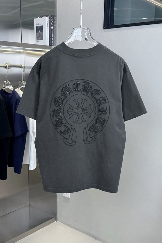 Серая оверсайз футболка Chrome Hearts Premium