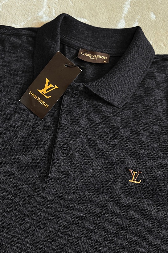 Мужское брендовое поло Louis Vuitton чёрного цвета