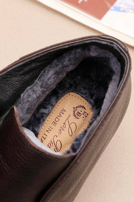 Замшевые лоферы с мехом Loro Piana Open Walk - Brown