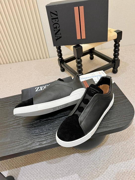 Мужские кроссовки Ermenegildo Zegna Triple Stitch - Black