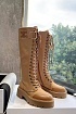 Женские комбинированные сапоги Celine Premium - Brown