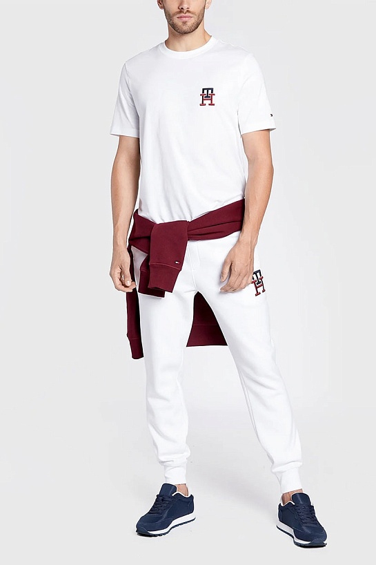 Футболка белого цвета Tommy Hilfiger logo-embroidered