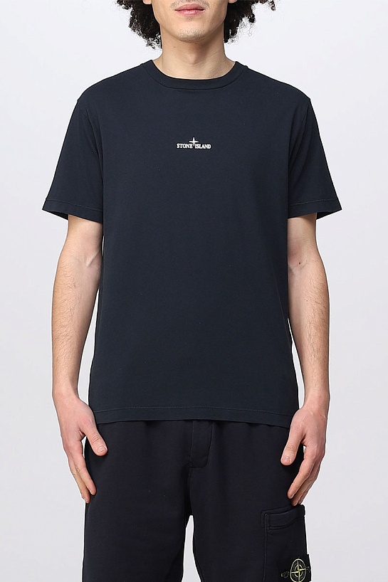Мужская тёмно-синяя футболка Stone Island logo-print