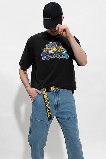 Чёрная оверсайз футболка Off-White Graff Pupp Over Skate   