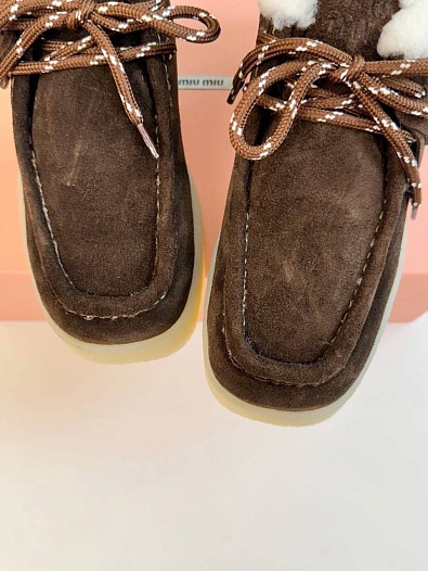 Женские замшевые лоферы с мехом MIU MIU premium   