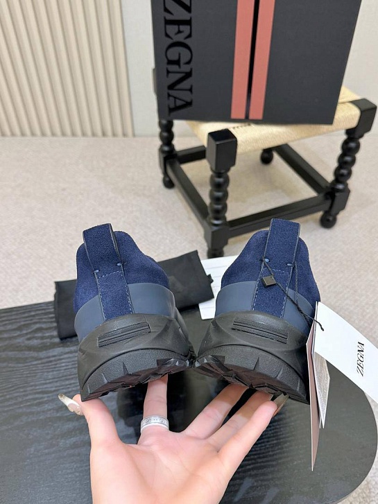 Замшевые кроссовки Zegna Triple Stitch Monte - Blue