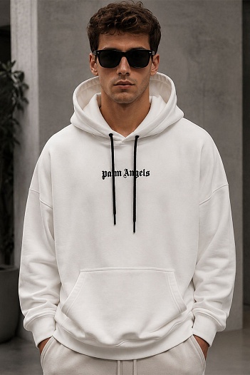 Белое оверсайз худи Palm Angels Classic logo-print   