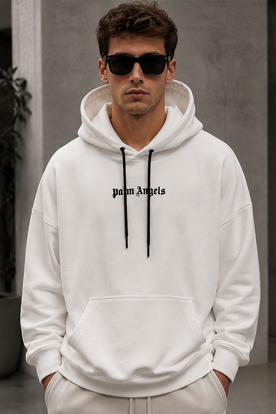 Белое оверсайз худи Palm Angels Classic logo-print