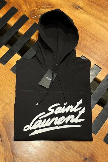 Чёрное худи Saint Laurent Paris logo-print   
