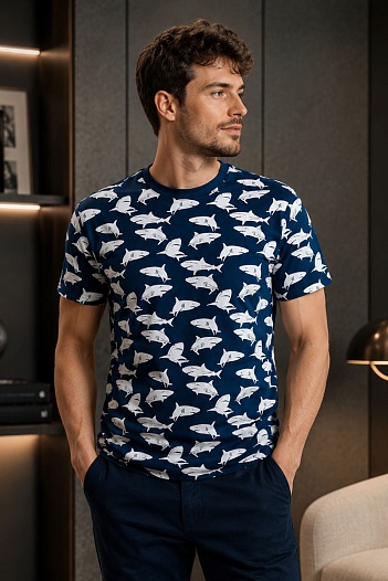 Синяя мужская футболка Paul&Shark   