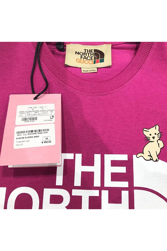 Фиолетовая оверсайз футболка Gucci x The North Face Collaboration