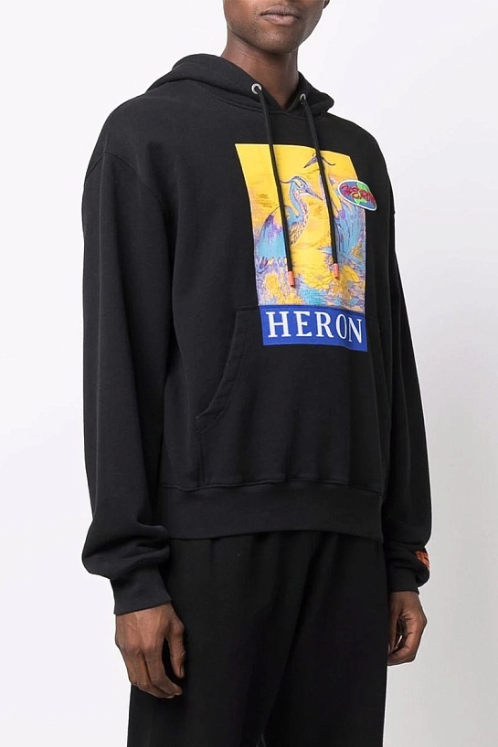 Чёрное мужское худи Heron Preston heron-print