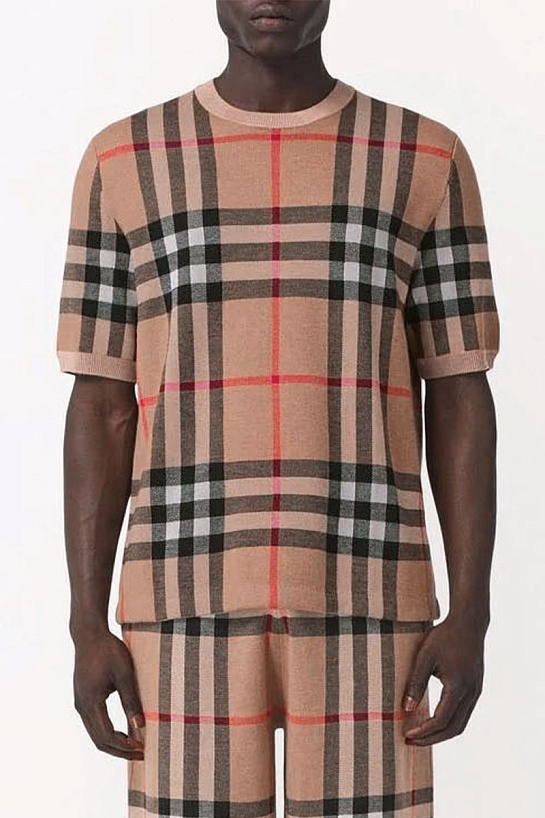 Бежевая футболка Burberry Check motif