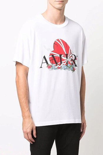 Оверсайз футболка Amiri Broken Heart - White   