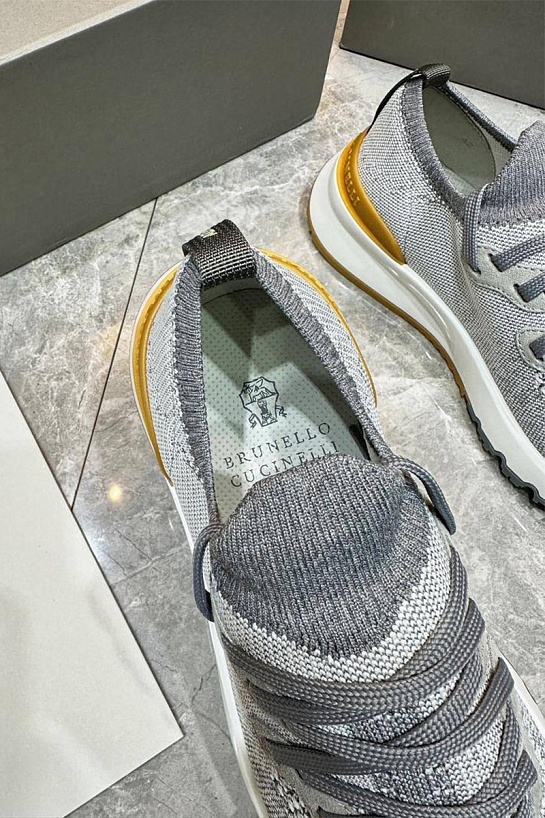 Текстильные кроссовки Brunello Cucinelli серого цвета