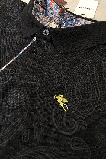 Чёрное мужское поло Etro embroidered-logo   