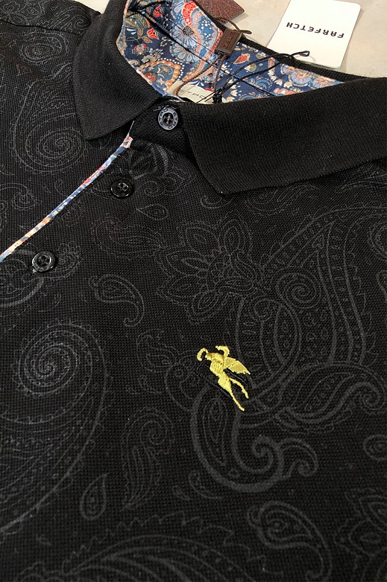 Чёрное мужское поло Etro embroidered-logo