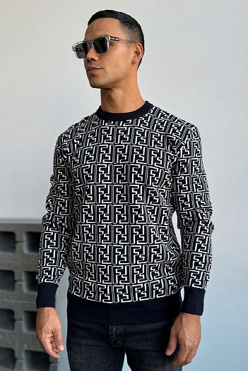 Тёмно-синий джемпер Fendi FF Monogram   