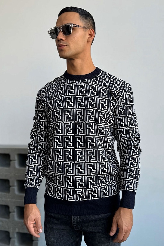 Тёмно-синий джемпер Fendi FF Monogram