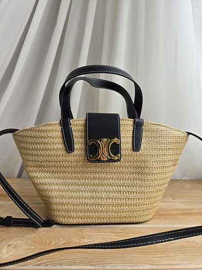 Плетёная сумка с кожаной отделкой Celine 30x18 см   