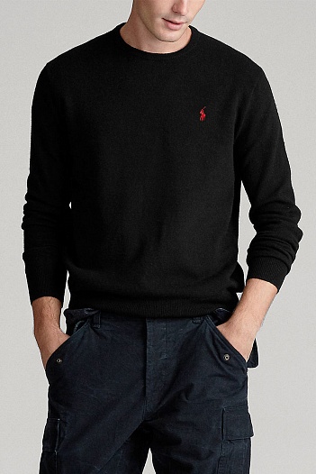 Мужской чёрный джемпер Polo Ralph Lauren embroidered logo   
