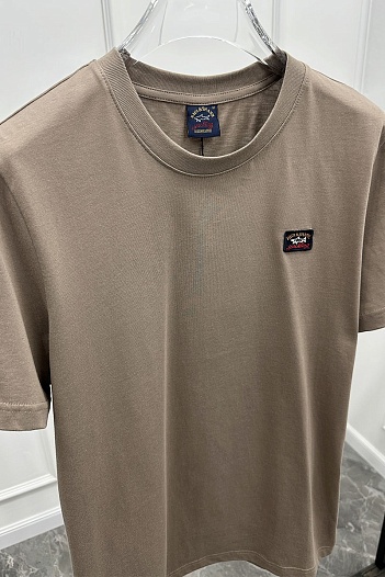 Футболка бежевого цвета Paul & Shark logo-patch   