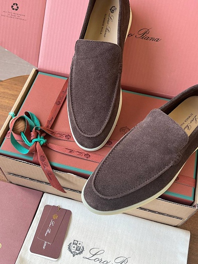 Замшевые лоферы Loro Piana Premium - Brown   