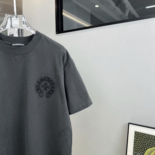 Серая оверсайз футболка Chrome Hearts Premium