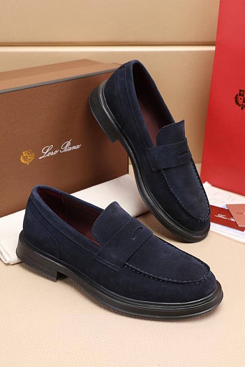 Замшевые лоферы Loro Piana Travis - Navy   