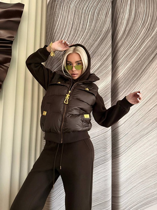 Женский костюм тройка на флисе Schiaparelli Premium - Brown