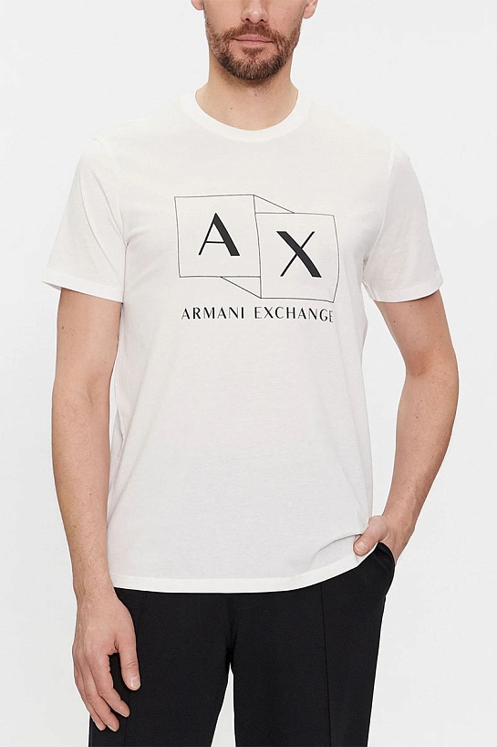 Футболка белого цвета Armani Exchange logo-print