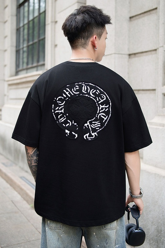 Чёрная оверсайз футболка Chrome Hearts Premium