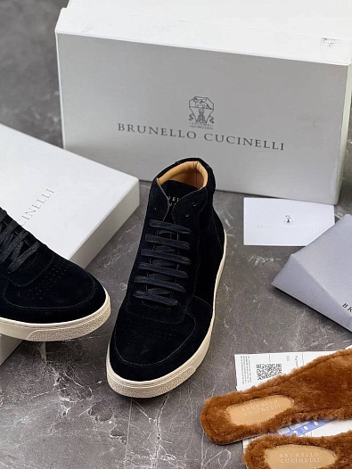 Замшевые кроссовки с меховой стелькой Brunello Cucinelli   