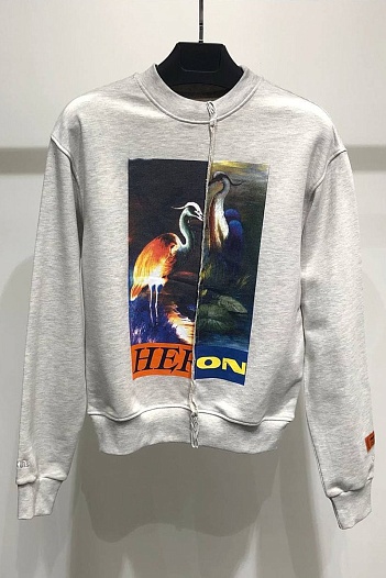 Серый оверсайз свитшот Heron Preston Split Light Herons   