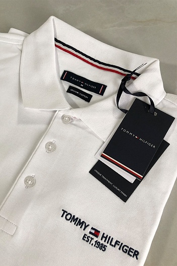 Белое мужское поло Tommy Hilfiger est.1985   