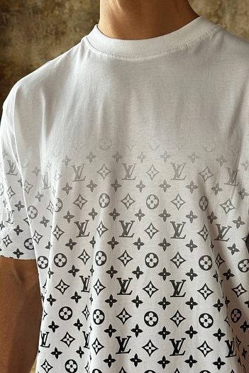 Белая мужская футболка Louis Vuitton Monogram Gradient   