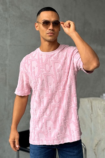 Мужская оверсайз футболка Dior розового цвета   
