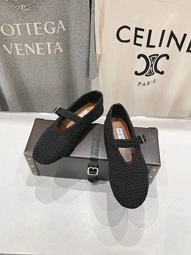 Женские плетёные балетки ALaia Premium - Black   