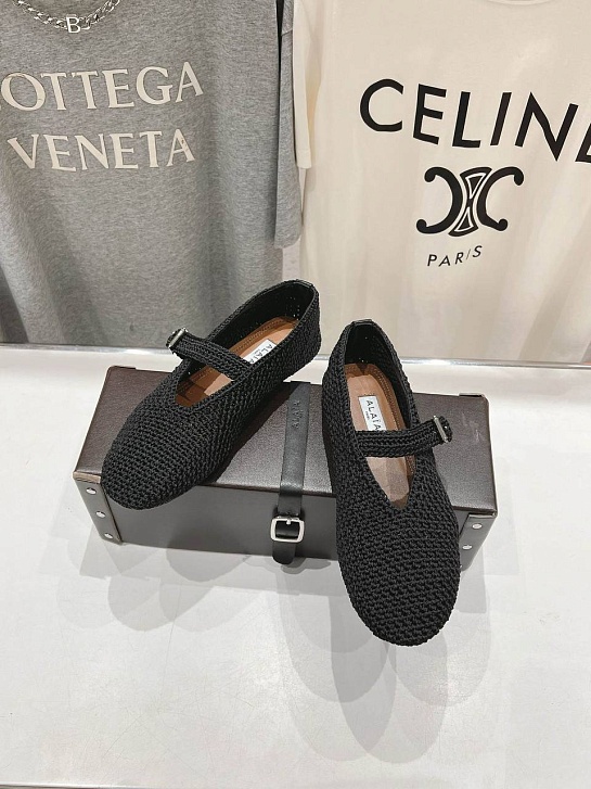 Женские плетёные балетки ALaia Premium - Black