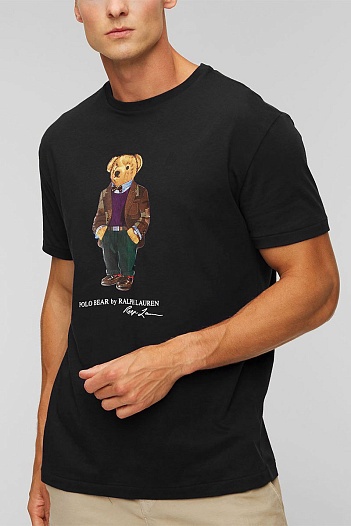 Мужская чёрная футболка Polo Ralph Lauren "Bear"   